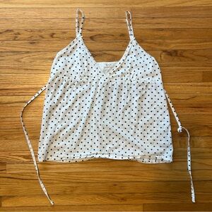 Brandy Melville White Tank Top with Black Polka Dots